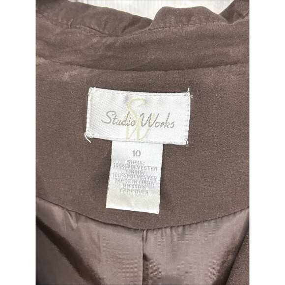 VTG 80s Studio Works Size 10 Brown Suede Blazer Jacket w Boho Western Stitching - Picture 2 of 8